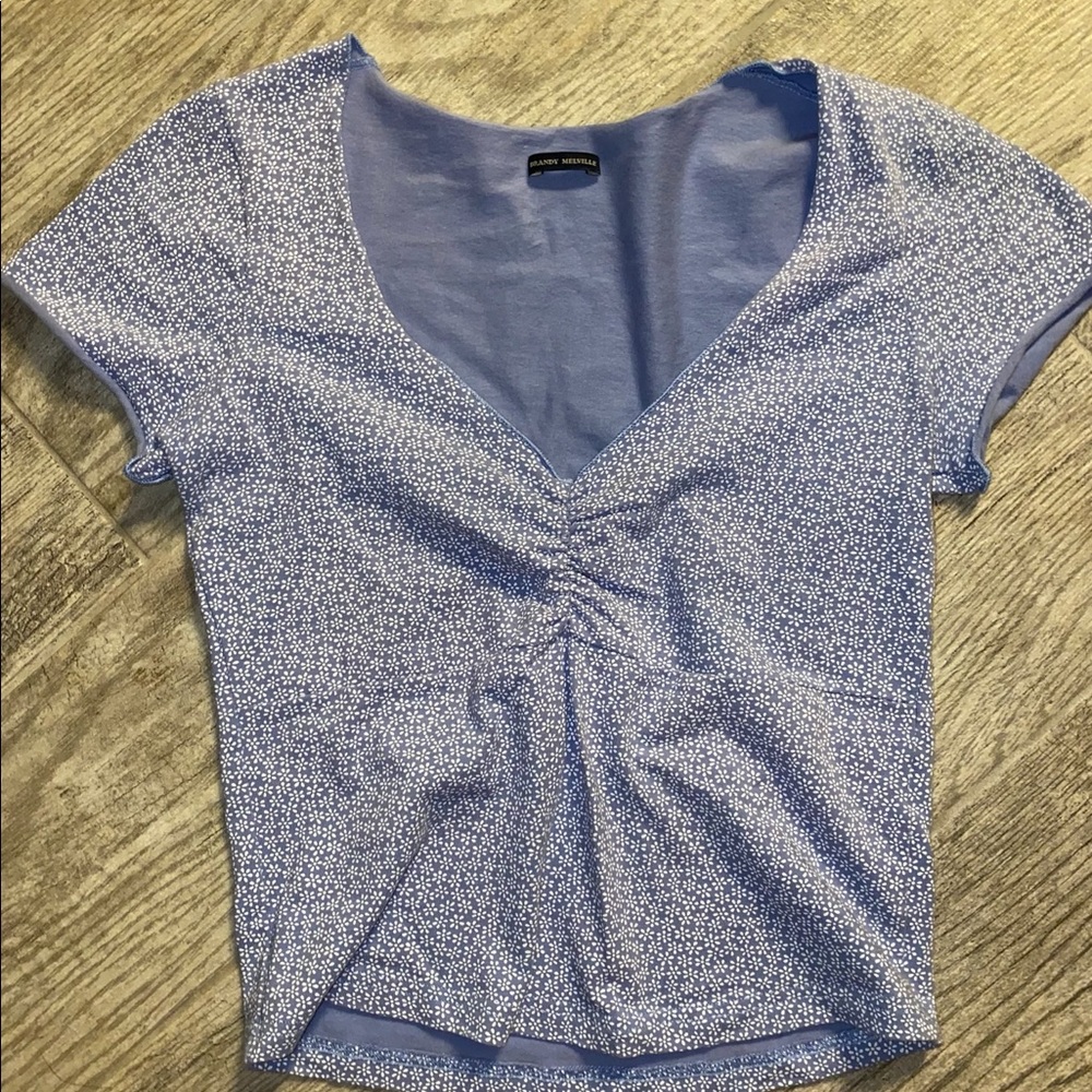 Brandy Melville Blue Flower Gina Top